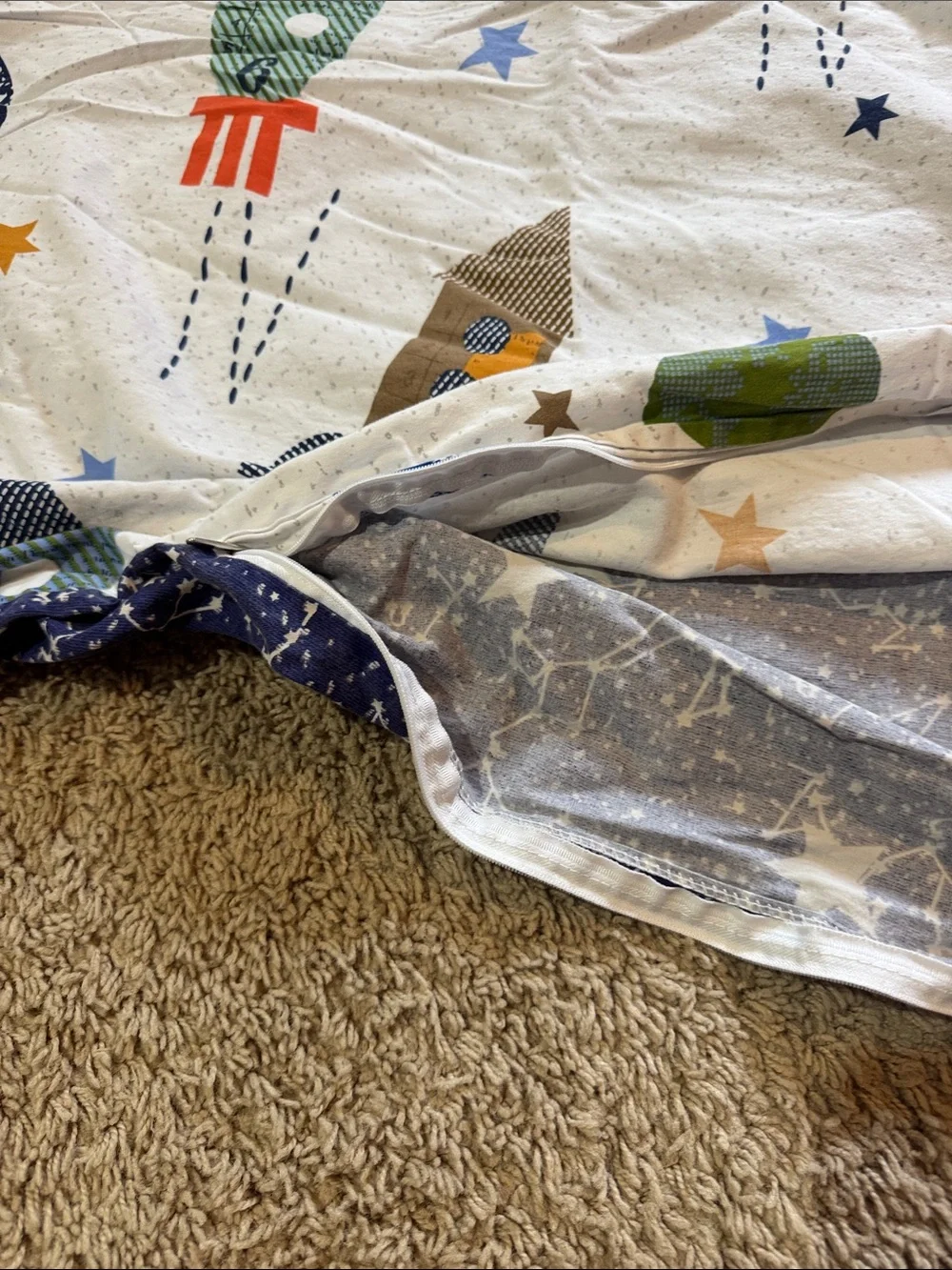 The Company Store Kids Space-Themed Reversible Full/Queen Duvet Cover with Shams